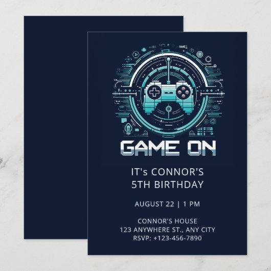 Invitation Jeu vidéo Anniversaire (Devant / Derrière)