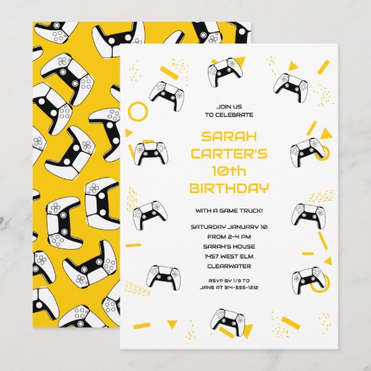 Invitation Jeu vidéo Anniversaire (Devant / Derrière)