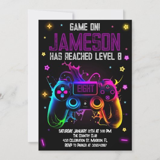 Invitation Jeu vidéo Anniversaire Jeu de Garçon (Devant)