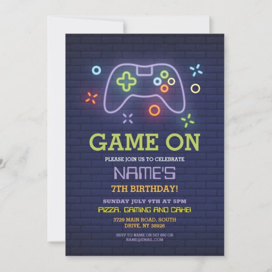 Invitation Jeu vidéo Anniversaire Partie Gamer Boy Console In (Devant)