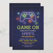 Invitation Jeu vidéo Anniversaire Partie Gamer Boy Console In (Devant / Derrière)