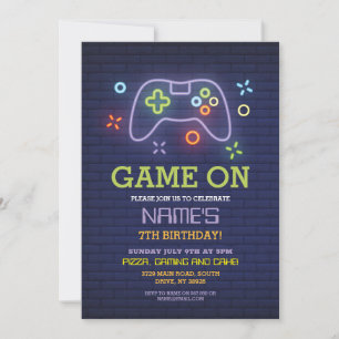Invitation Jeu vidéo Anniversaire Partie Gamer Boy Console In