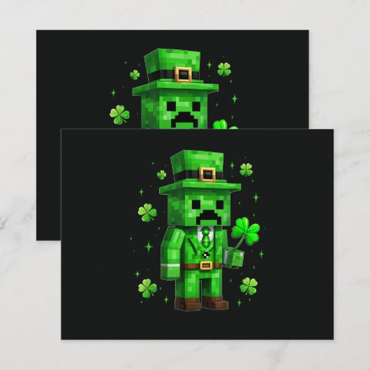 Invitation Jeu vidéo drôle de la Saint-Patrick sur le Leprech (Devant / Derrière)