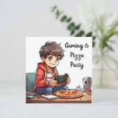 Invitation Jeu vidéo et fête de la pizza l'anniversaire du ga (Debout devant)
