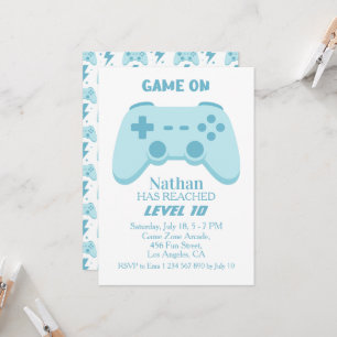 Invitation Jeu Vidéo Fête de Gamer 10ème Anniversaire Garço