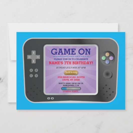 Invitation Jeu vidéo Jeu d'anniversaire Gamer On Console Invi (Devant)