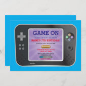 Invitation Jeu vidéo Jeu d'anniversaire Gamer On Console Invi (Devant / Derrière)