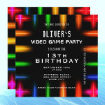 Invitation Jeu Vidéo Jeu Neon Couleur Jeu Anniversaire<br><div class="desc">Jeu Vidéo Neon Couleur Jeu Anniversaire Carte d'invitation. Des néons colorés voyants sur un arrière - plan noir. Parfait pour inviter vos amis à vous rejoindre pour une nuit d'action de jeu en continu. Que vous soyez dans les jeux d'arcade classiques, les jeux de console, ou les derniers titres, cette...</div>