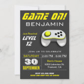 Invitation Jeu Vidéo moderne Anniversaire de enfant Jaune (Devant)