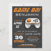 Invitation Jeu vidéo moderne Orange Anniversaire de enfant Pa (Devant)