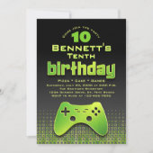 Invitation Jeu vidéo Neon Green Anniversaire (Devant)