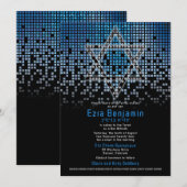 Invitation Jeu vidéo noir bleu Gamer Bar Mitzvah (Devant / Derrière)