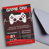 Invitation Jeu Vidéo Rouge & Noir Jeu Jeu Fête d'Anniversaire