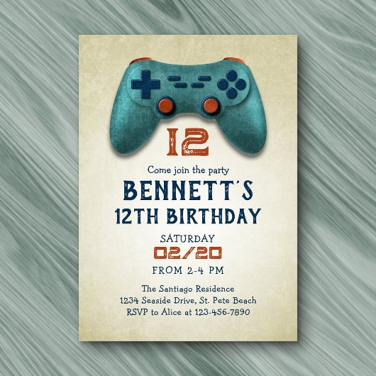 Invitation Jeu vidéo Simple Retro Anniversaire