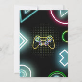Invitation Jeu Vidéo Sur Gamer Kids Boy Neon Anniversaire (Dos)