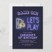 Invitation Jeu Vidéo Sur Neon 1er Anniversaire (Devant)