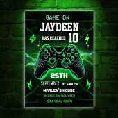 Invitation Jeu Vidéo Verte fête d'anniversaire