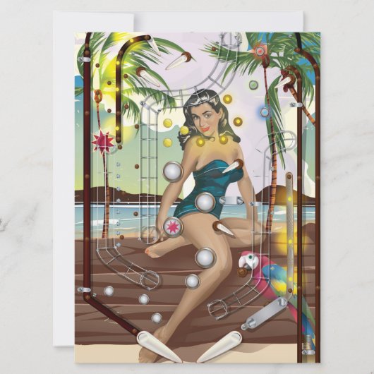 Invitation Jeu vintage de Pinball Machine (Devant)