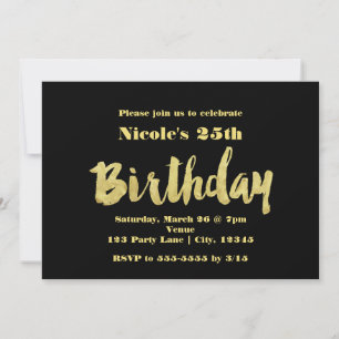 Invitation JEUDI D'ANNIVERSAIRE D'OR ET DE NOIR Typographie I