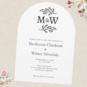 Invitation Jeune couple de mariés monogramme simple minimalis