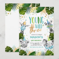 Jeune Fête Wild Et Trois Ans Safari Animaux