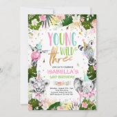 Invitation Jeune Fête Wild Et Trois Ans Safari Animaux (Devant)