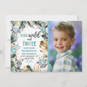 Invitation Jeune Fête Wild Et Trois Safari Jungle Animaux (Devant)