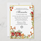 Invitation Jeune Fille Bébé Nommer Rouge Moderne Floral (Devant)