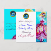 INVITATION JEUNE FILLE BLANC DOUCE 16 PARTY GEM MONOGRAM (Devant / Derrière)