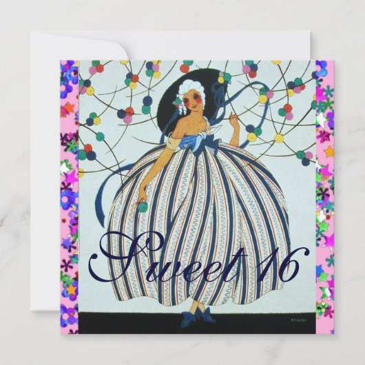 INVITATION JEUNE FILLE BLANCHE SWEET 16 ANNIVERSAIRE (Devant)