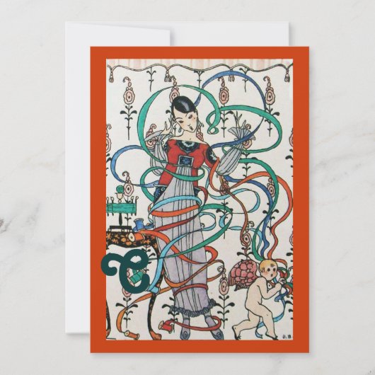 INVITATION JEUNE FILLE, COLORÉ RIBBONS FÊTE DES MARIÉES MONOG (Devant)