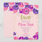 Invitation Jeune fille d'invitation pour le deuxième annivers (Devant / Derrière)