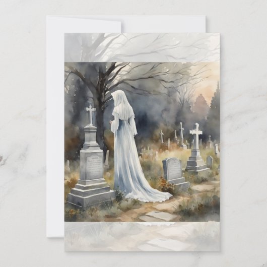 Invitation Jeune fille fantomatique dans le cimetière (Devant)