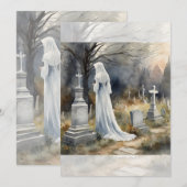 Invitation Jeune fille fantomatique dans le cimetière (Devant / Derrière)