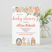 Invitation Jeune fille invitée par le baby shower des animaux (Debout devant)