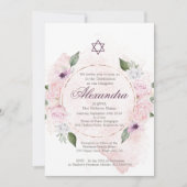 Invitation Jeune Fille Juive Bébé Appelant Roses Roses Rose É (Devant)