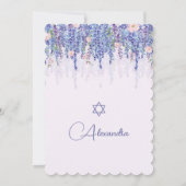 Invitation Jeune Fille Juive Bébé Nommer Floral Lavender Élég (Dos)