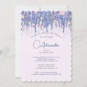 Invitation Jeune Fille Juive Bébé Nommer Floral Lavender Élég (Devant)