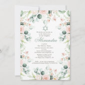 Invitation Jeune Fille Juive Bébé Nommer Rose Étoile De David (Devant)