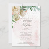 Invitation Jeune Fille Juive Bébé Nommer Roses Rose Or (Devant)