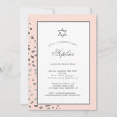 Invitation Jeune Fille Juive Nommer Des Spots D'Argent Hébreu (Devant)