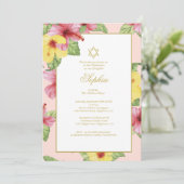 Invitation Jeune Fille Juive Nommer Hibiscus Floral Rose (Debout devant)