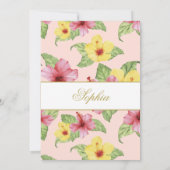 Invitation Jeune Fille Juive Nommer Hibiscus Floral Rose (Dos)