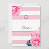 Invitation Jeune Fille Juive Nommer Rose Roses Hébreux Argent (Dos)