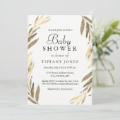 Invitation Jeune fille ou garçon Feuille d'or moderne Invitat (Debout devant)