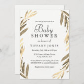 Invitation Jeune fille ou garçon Feuille d'or moderne Invitat (Devant / Derrière)