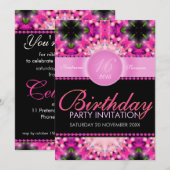 Invitation Jeune fille rose bonbon 16e anniversaire Invitatio (Devant / Derrière)