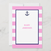 Invitation Jeune fille rose moderne Nautique Bébé Douche Invi (Dos)