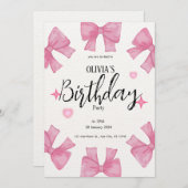 Invitation jeune fille rose parties scintillant anniversaire (Devant / Derrière)