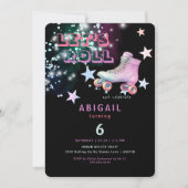 Invitation Jeune Fille Roulons Patinage Neon fête d'anniversa (Devant)